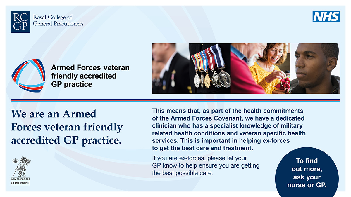 We are an Armed forces veteran friendly practice